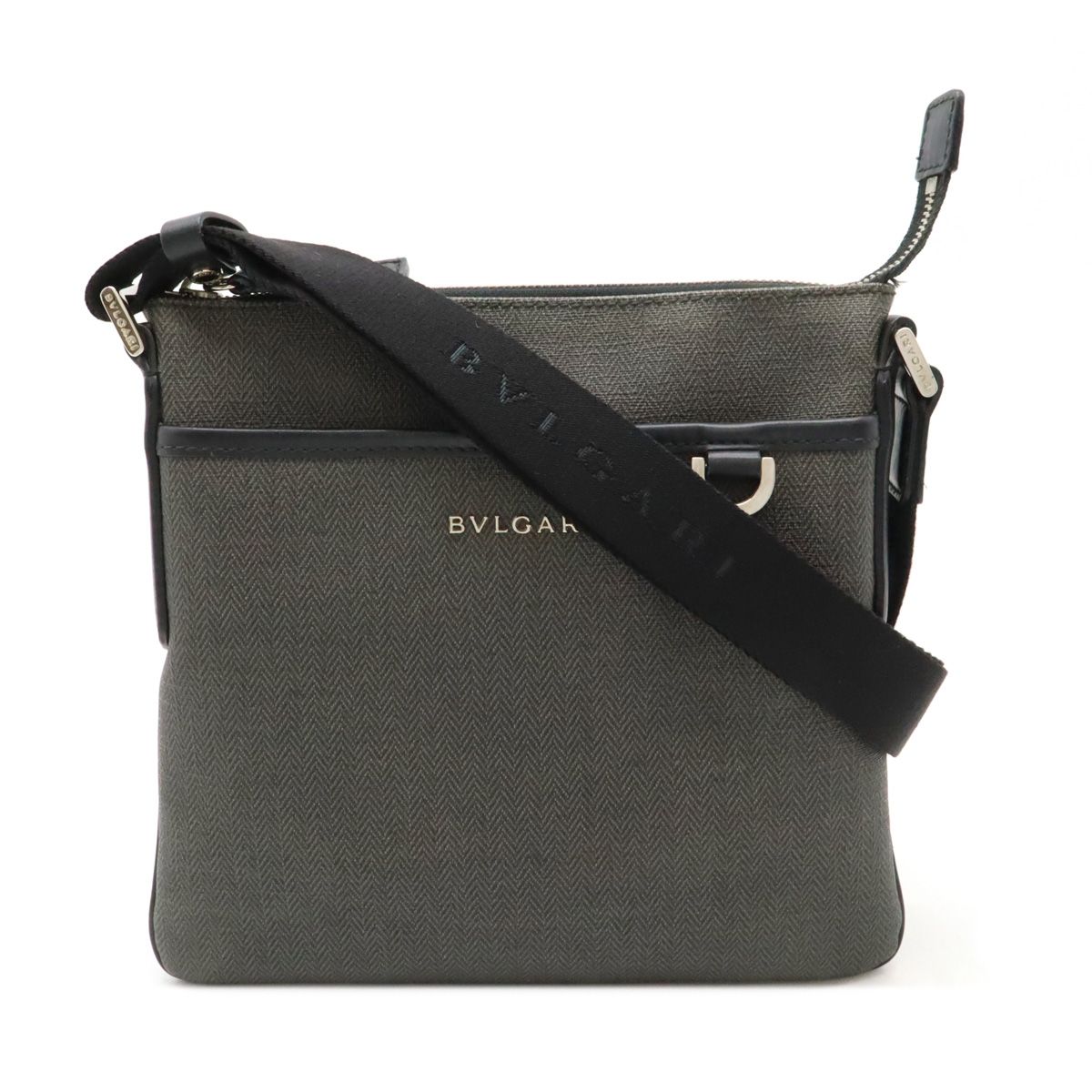 BVLGARI ブラックショルダーバッグ BVLGARI ショルダーバッグ ・ブラック ・ナイロン &レザー