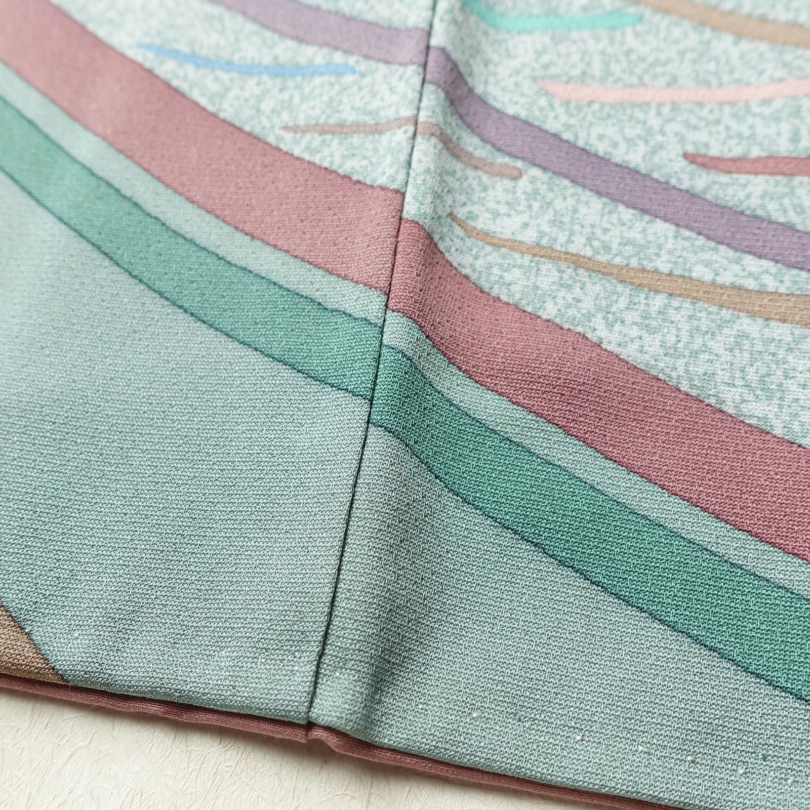 未着用　付け下げ　金彩　百合　八重桜　花　簪　紋無し　着物　084a d 未着用 付け下げ 金彩 百合 八重桜 花 簪 紋無し 着物 084a d