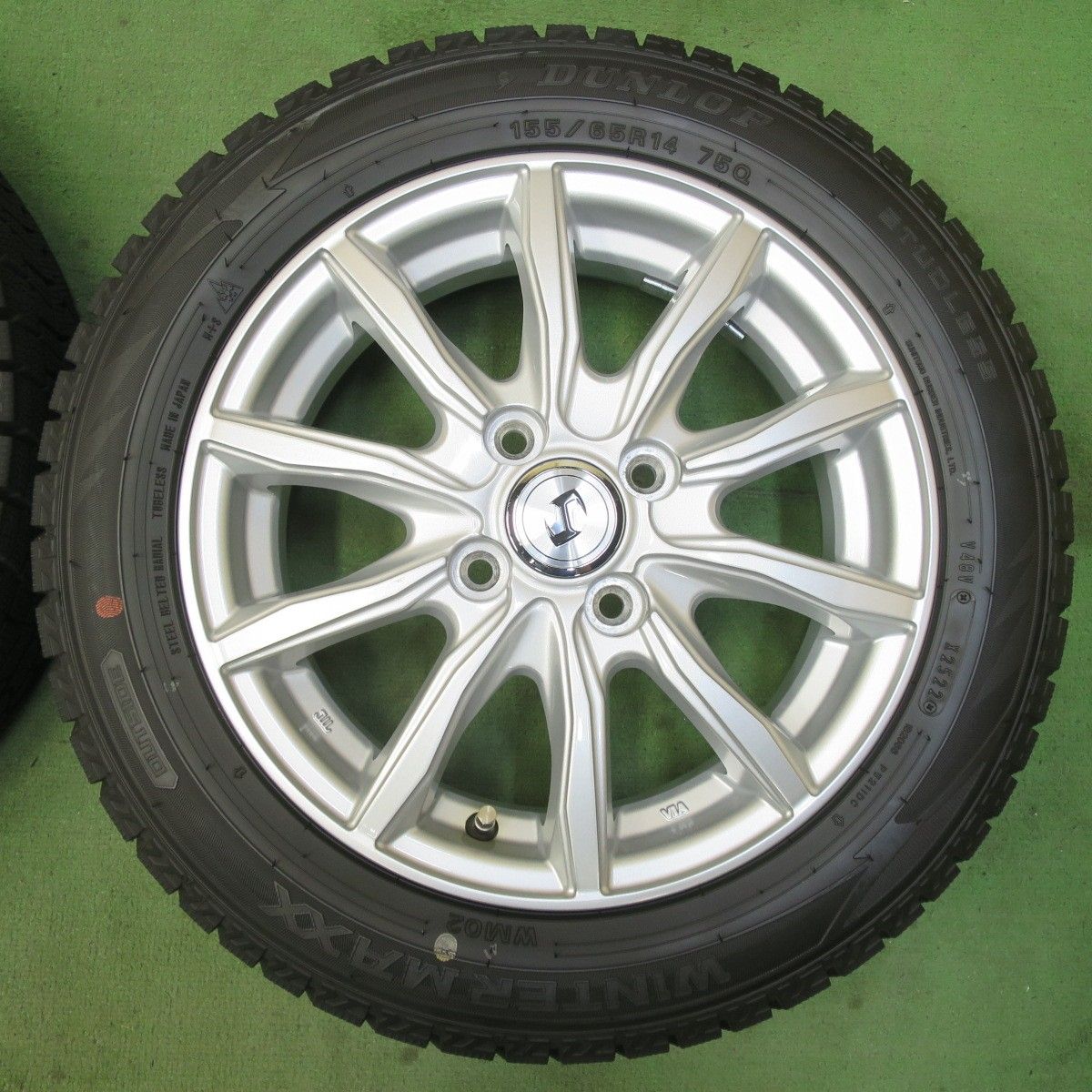 バリ溝 22年 キレイ ほぼ10分 スタッドレス 155 65R14 ダンロップ ウインターマックス WM02 社外 アルミ 14インチ PCD100 4H 5092007イス FFCRYSTALESIA_COM