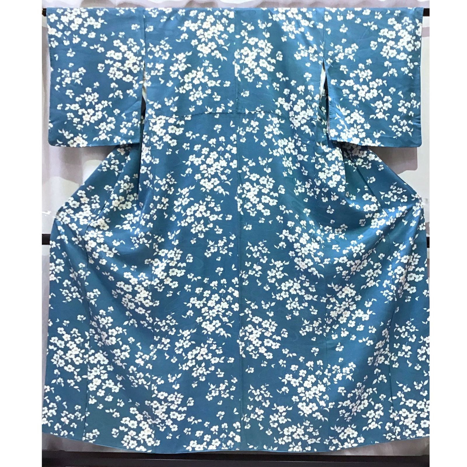 着物 小紋 正絹 白花 青系地 No.200701-1506 梱包サイズ60