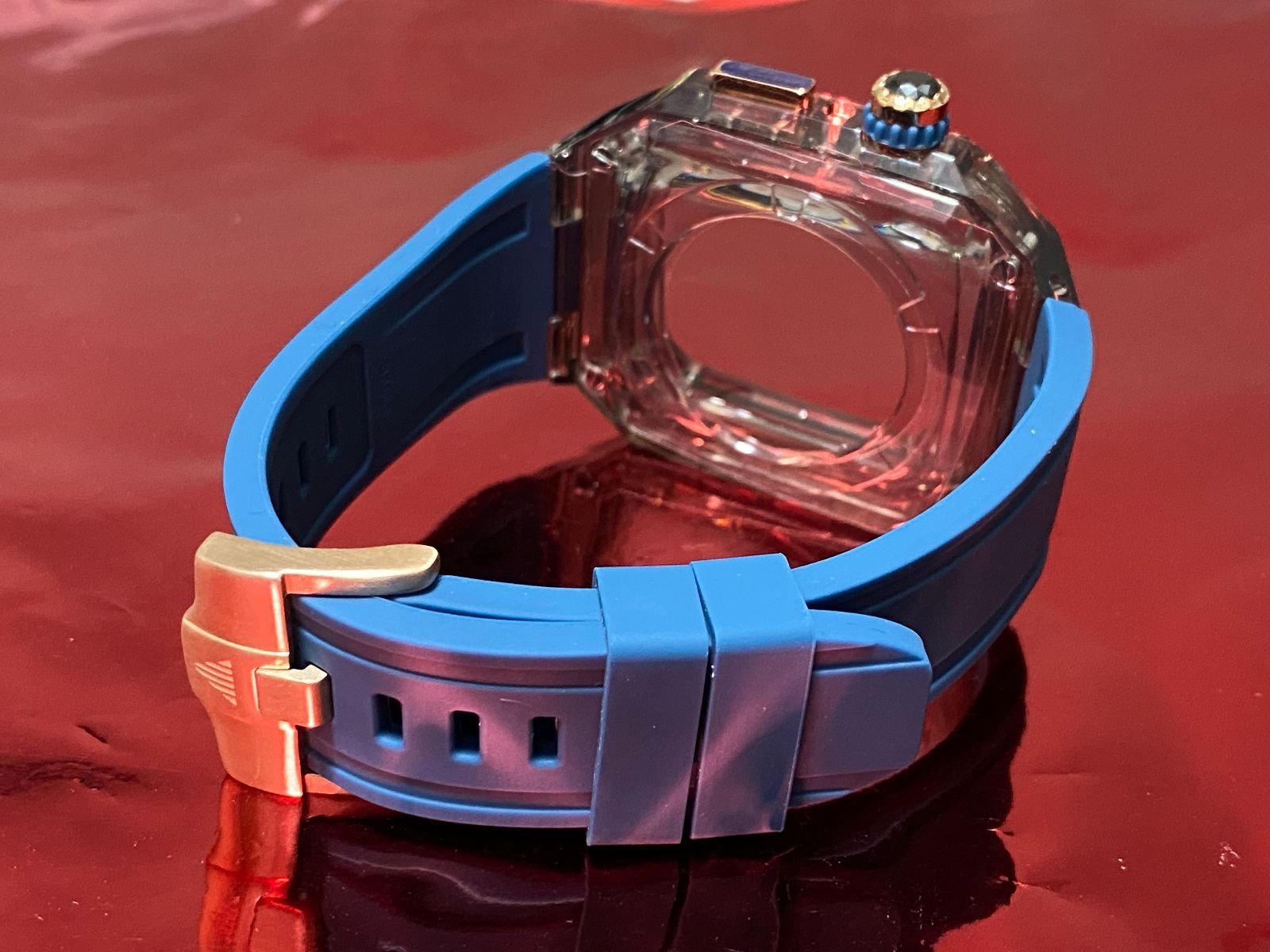 印象のデザイン クリア ネイビー ラバーベルト インディコ☆アップルウォッチ ラバーベルト