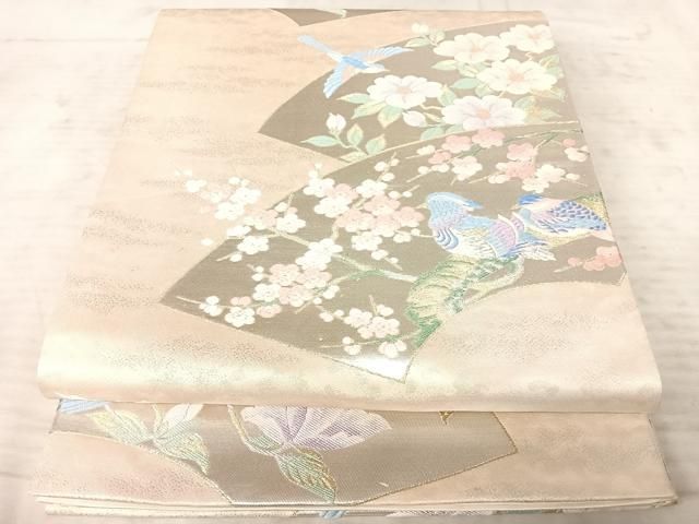 平和屋着物○西陣 勝山織物謹製 六通柄袋帯 菱文 金糸 証紙付き 正絹