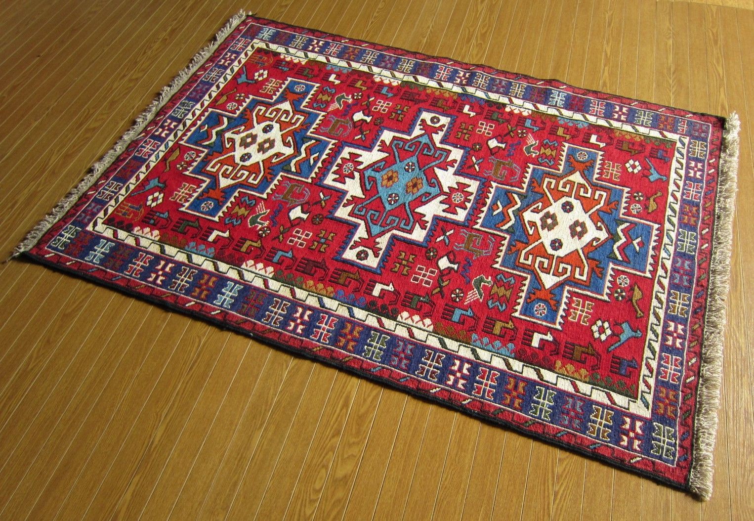 151×106】イラン直輸入☆アゼルバイジャン産キリム・KILIM□2034-431
