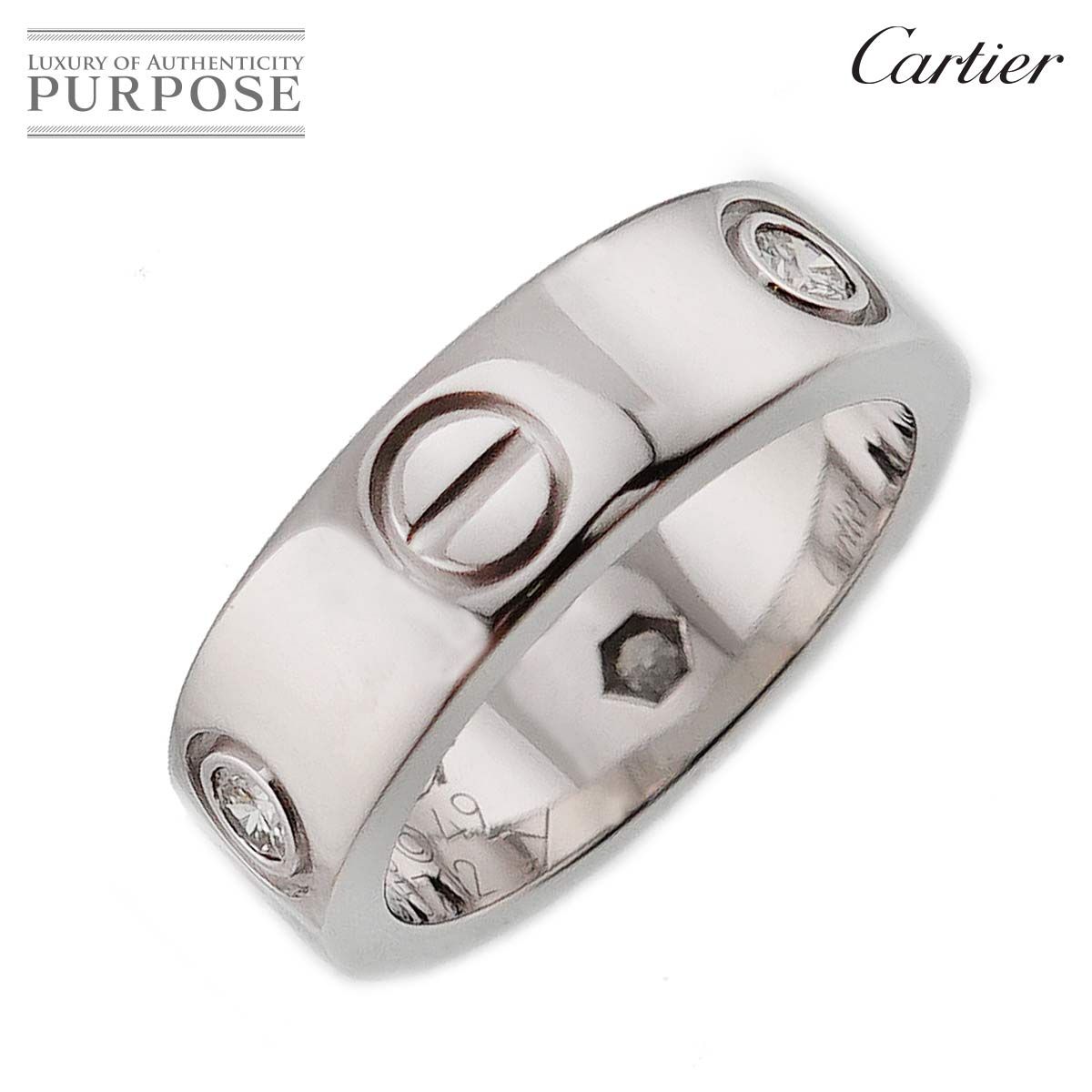 最終お値下げ　レアサイズ❣️ カルティエ❣️ ラブリング　YG750 61 カルティエ Cartier ラブ #49 リング ハーフ ダイヤ 3P K18 WG