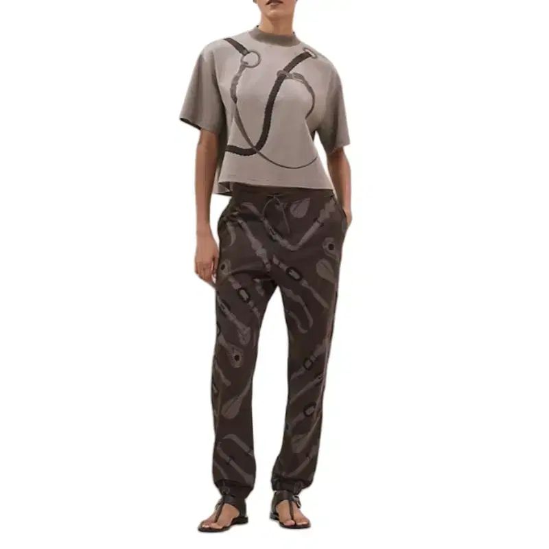Hermes エルメス コーチング リミックス オーバーサイズ フィット レディース Tシャツ 半袖 ジョギング パンツ