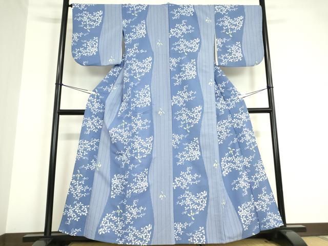 平和屋着物 小紋 単衣 草花文 洗える着物 DAAV5741az