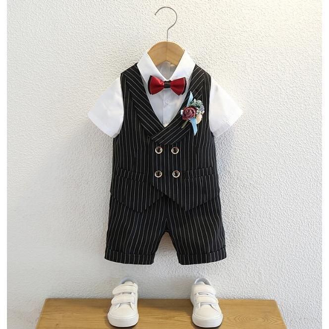 子供服 ベビー シャツ ベスト フォーマル 男の子 スーツ baby 紳士風 半袖 赤ちゃん キッズ 誕生日 お宮参り 結婚式 かっこいい セットアップ
