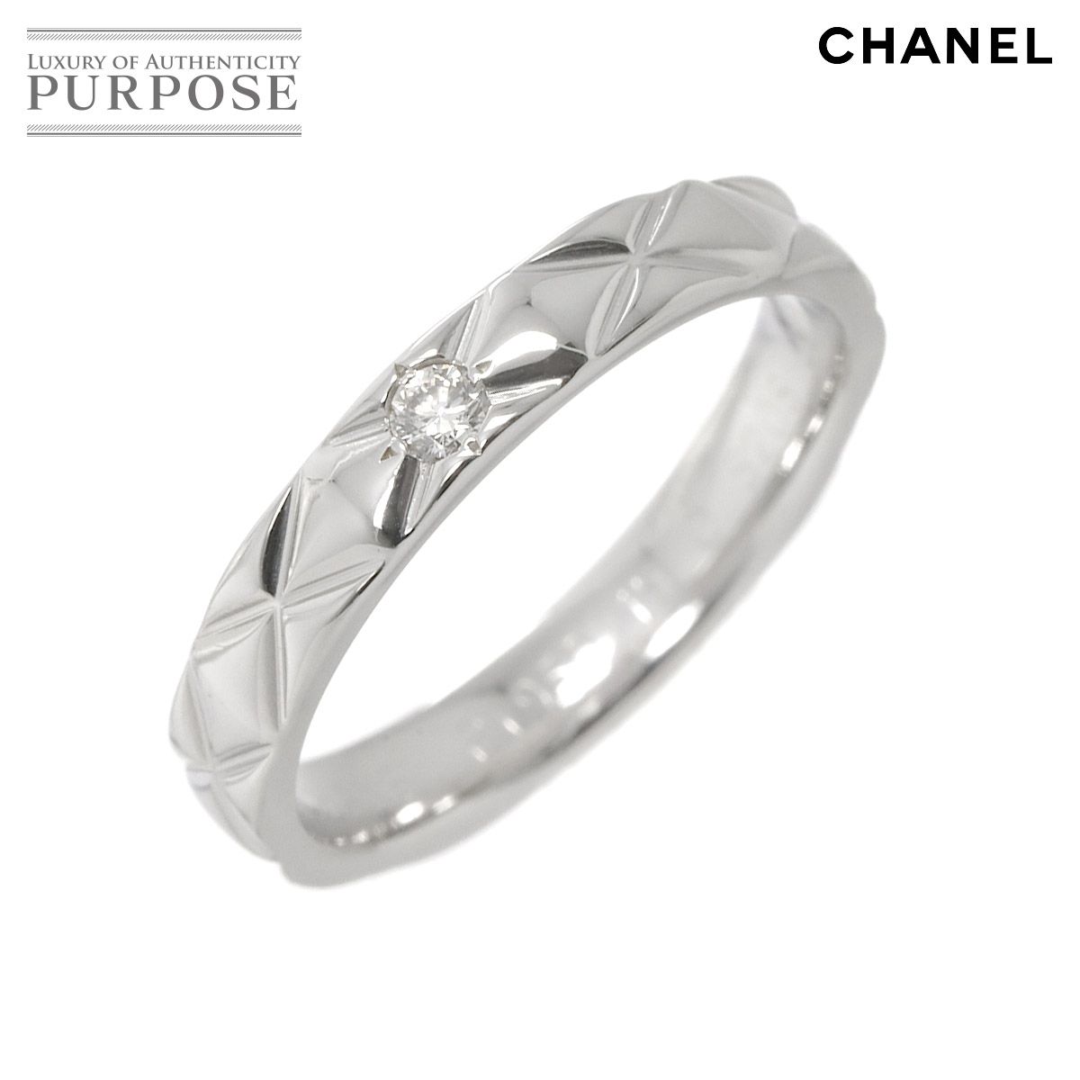 CHANEL マトラッセ #53 リング ダイヤ Pt プラチナ 【ガラス繊維