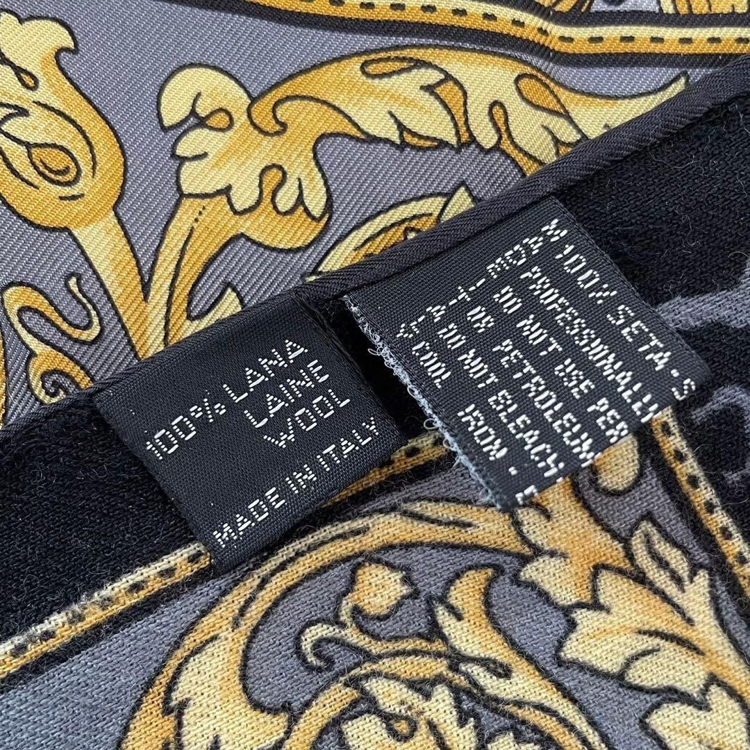 VERSACE ヴェルサーチ ストール グレー レオパード 豹柄 ウール シルク VERSACE ヴェルサーチ ストール グレー レオパード 豹柄 ウール