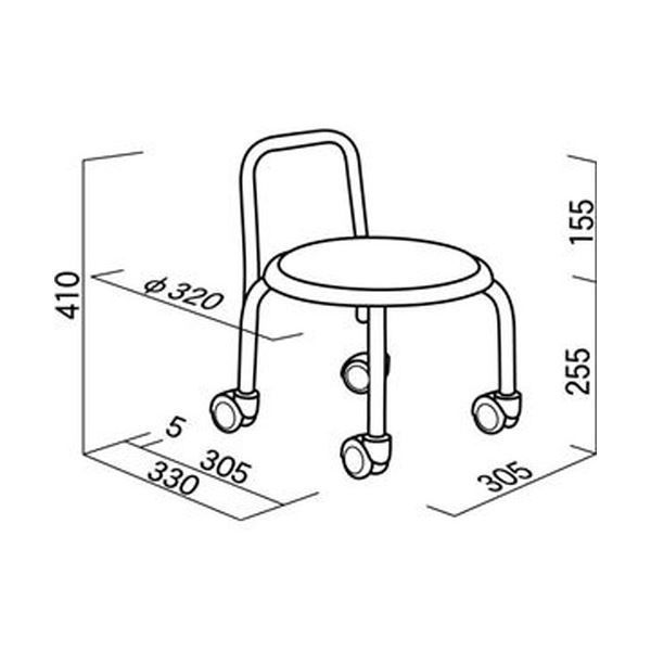 スツール オットマン 幅32cm レッド×シルバー スチール スタッキング キャスター 背もたれ付き 1脚販売 リビング 作業