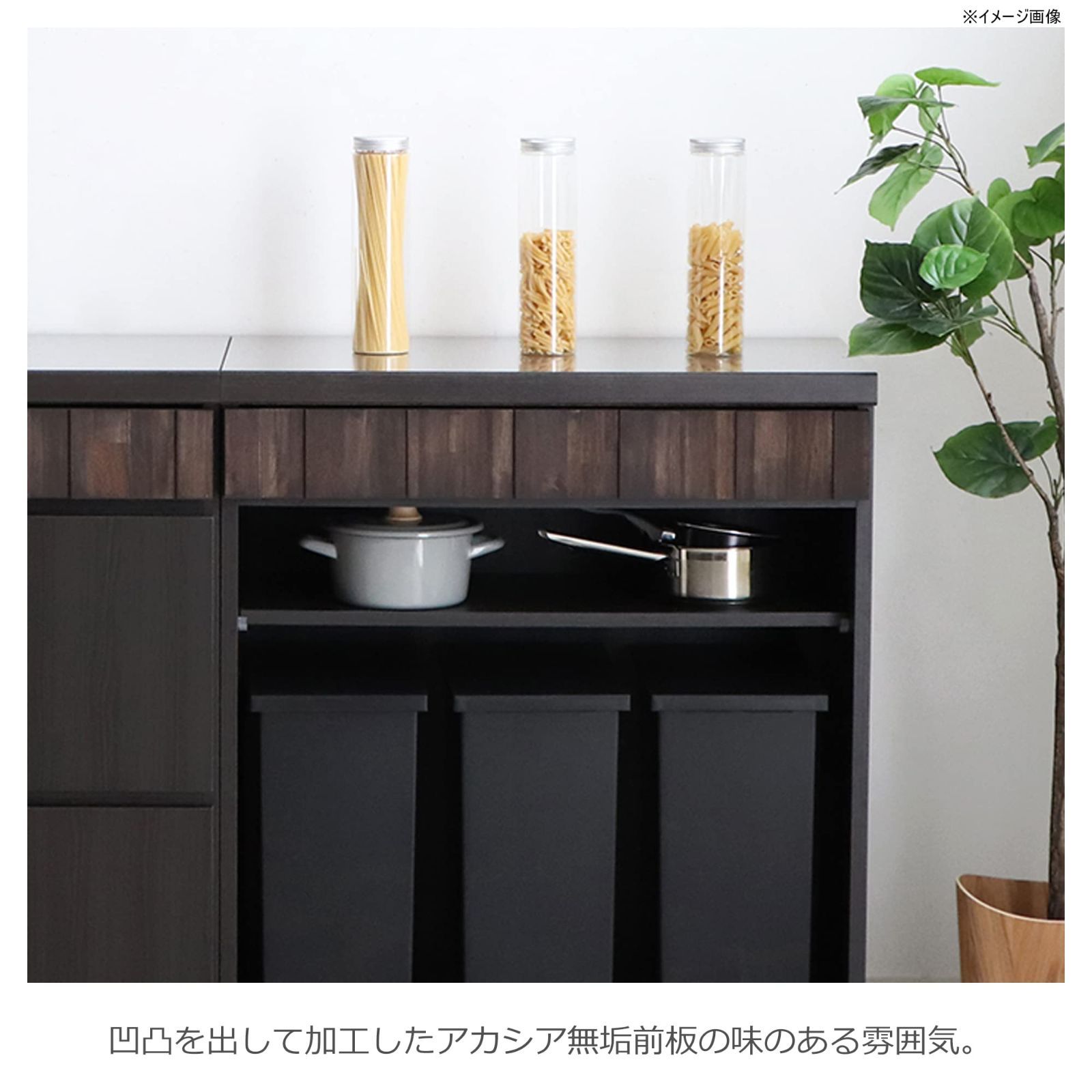 東馬 トウマ 大川家具 RESE(レセ) ステンレス天板 アカシア無垢 カウンター ブラウン 幅80 384592 ｜東馬 トウマ 大川家具 RESE(ﾚｾ) ステンレス天板 アカシア無垢