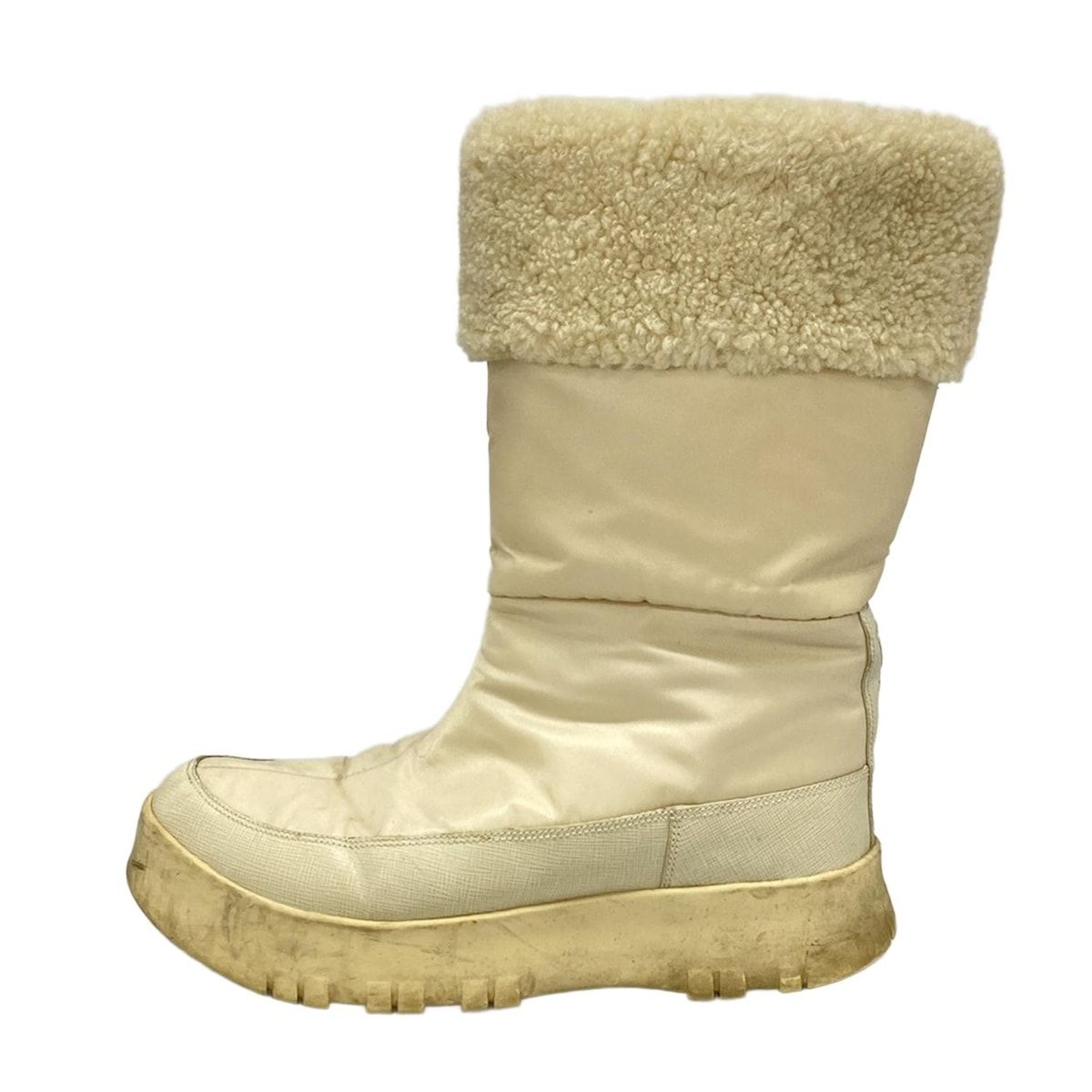 PRADA SPORT プラダスポーツ ロングブーツ 38 レディース - アイボリー レザー ムートン