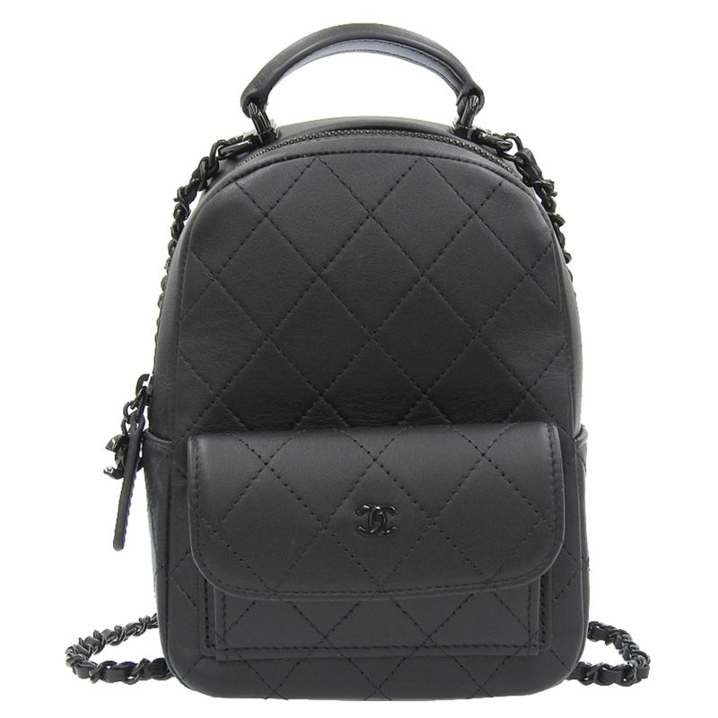CHANEL 黒 レザー リュック・バックパック ミニマトラッセ