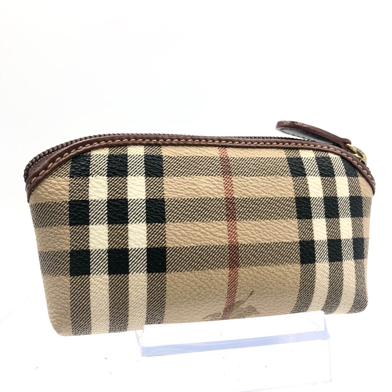 □極上美品□BURBERRY バーバリー ポーチ ノバチェック シャドーホース PVC イタリア製 ベージュ - メルカリ