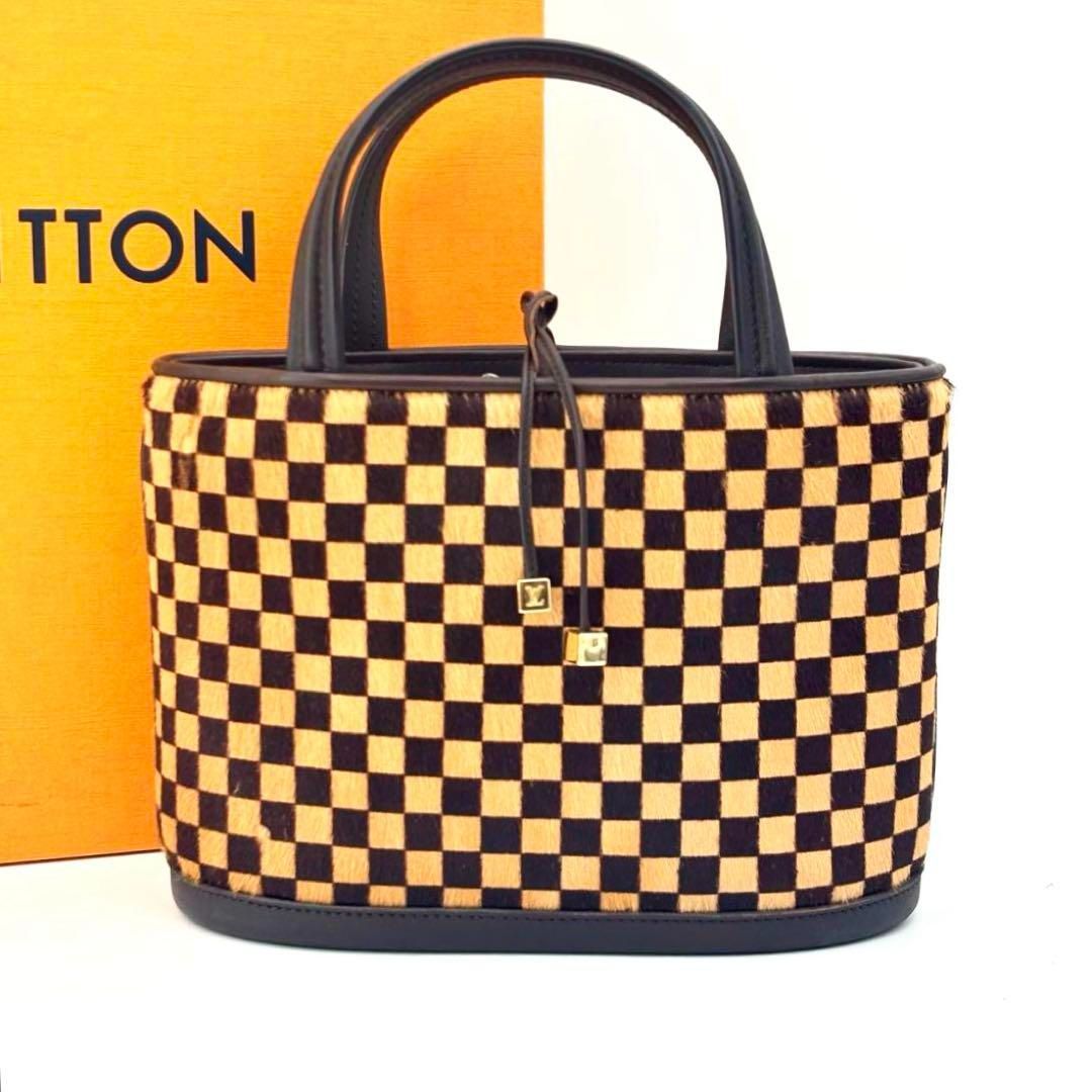 値下げ不可ルイヴィトン　ソバージュライオン　ダミエ　ハラコ LOUISVUITTON インパラ ダミエ ソバージュ ハラコ ハンドバッグ