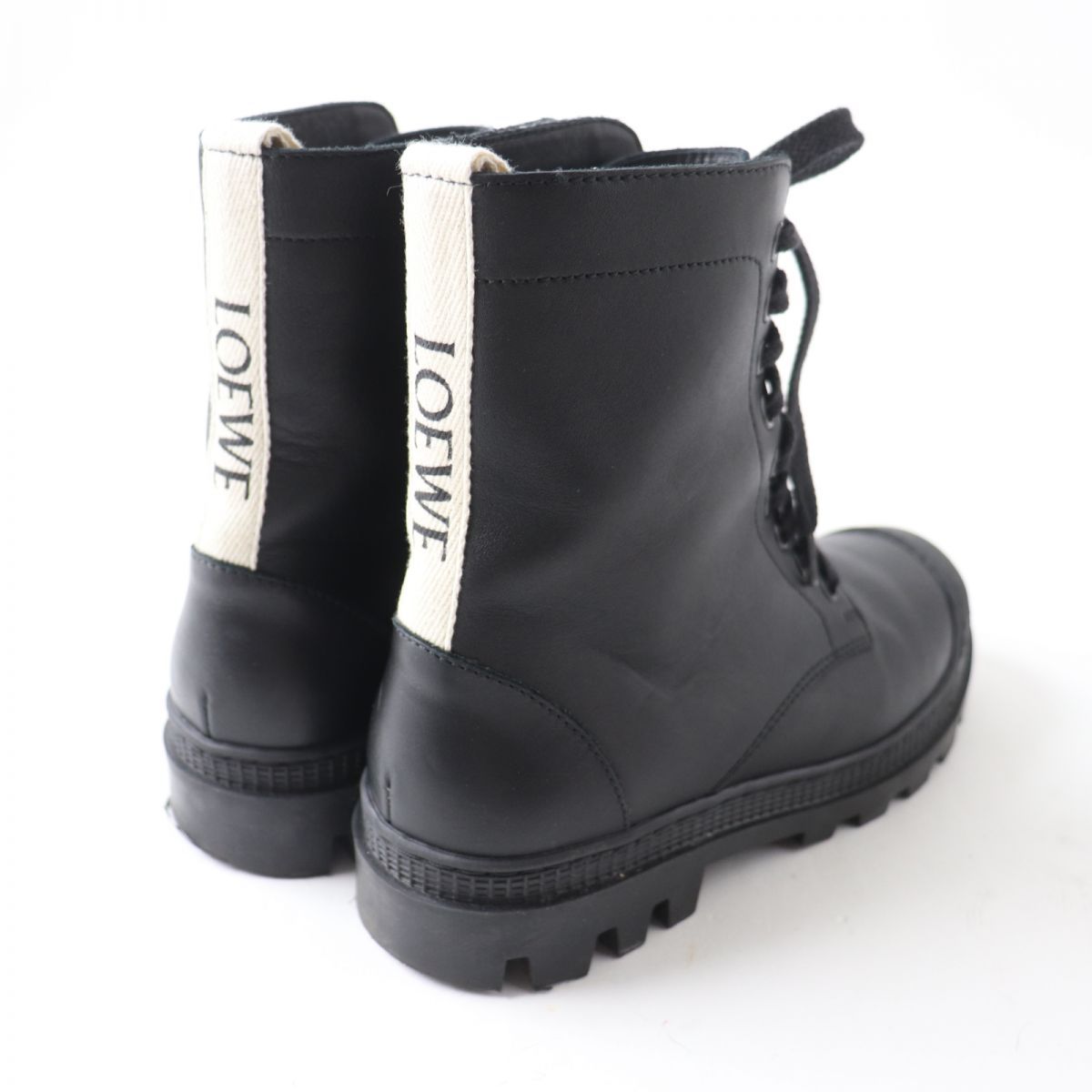 美品☆LOEWE ロエベ グログランタグ レースアップ レザー Combat Boots