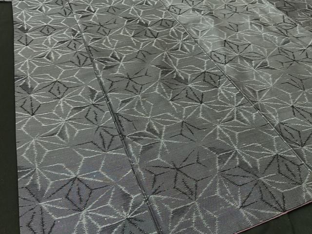 平和屋着物■上質な紬　麻の葉文様　正絹　逸品　BAAN9075wb