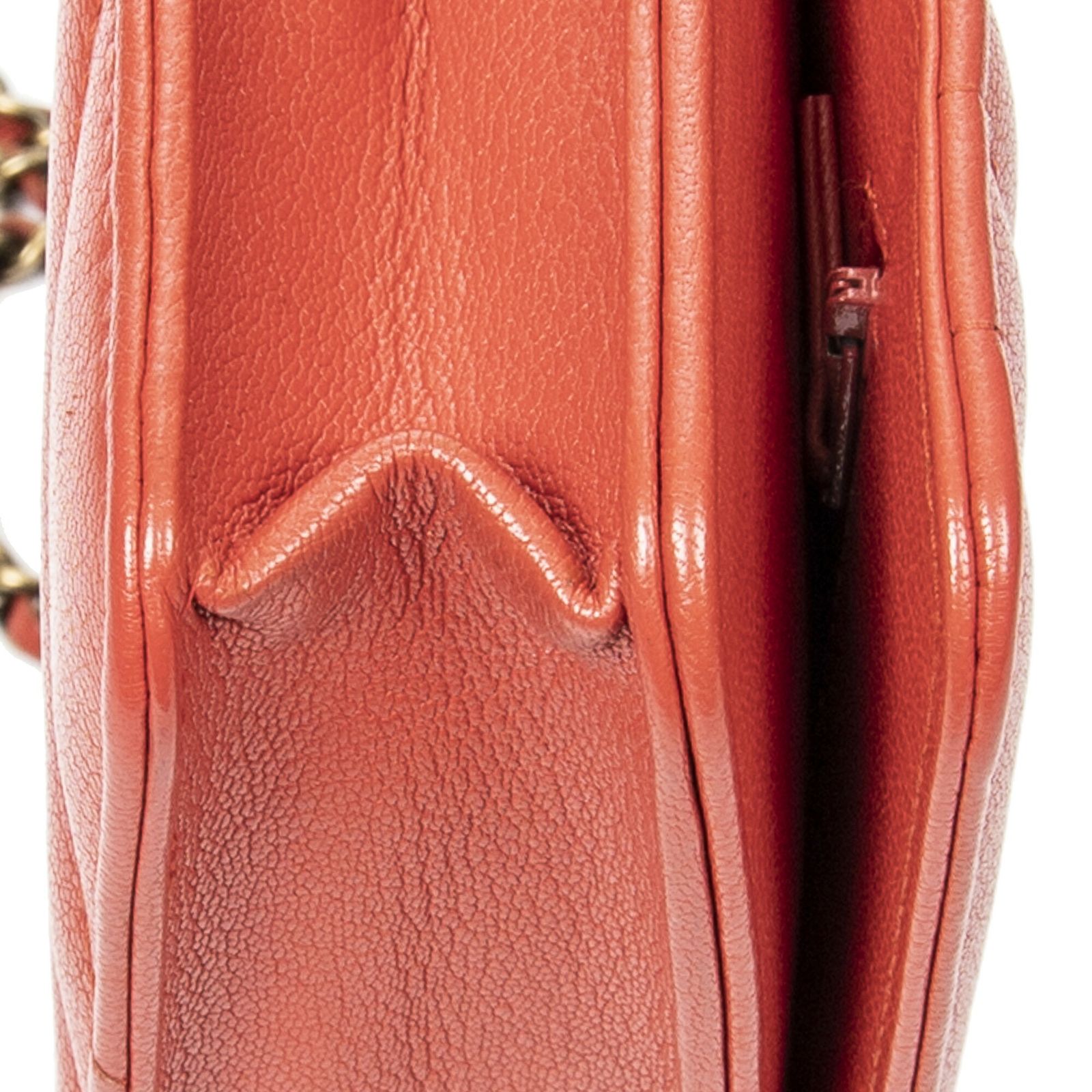 シャネルチェーン上のCCウォレット赤マトラッセゴートスキンレザーA