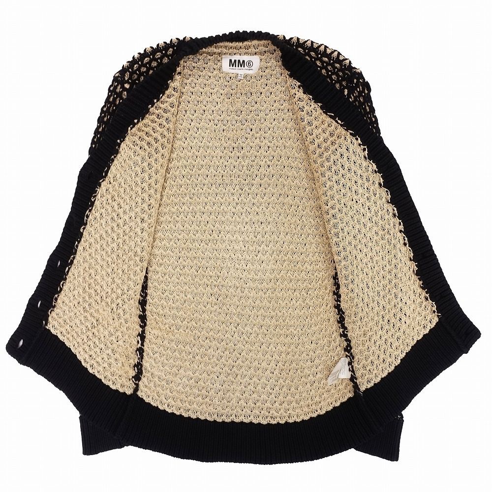 13ss MM6 Maison Margiela マルジェラ 透かし編み ニット カーディガン ジャケット 長袖 上着 サイズS ブラック レディース 【中古】 13ss MM6 Maison Margiela マルジェラ 透かし編み ニット