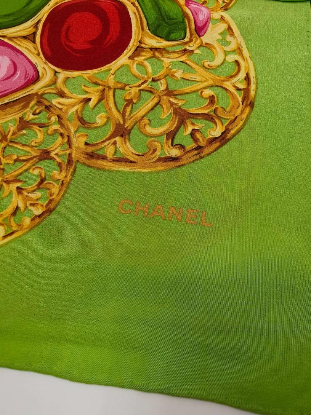 CHANEL シャネル 大判 スカーフ 宝石柄 ジュエリーモチーフ シルク