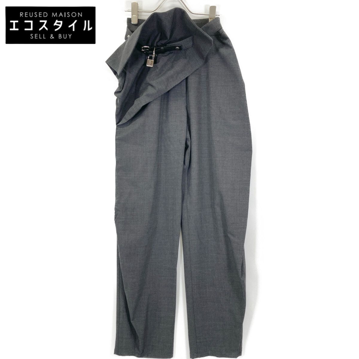 ☀ J.W.Anderson ジェイ ダブリュー アンダーソン TR0295PG1328945 ｸﾞﾚｰ 南京錠付 ﾌｫｰﾙﾄﾞｵｰﾊﾞｰﾊﾟﾝﾂ 32