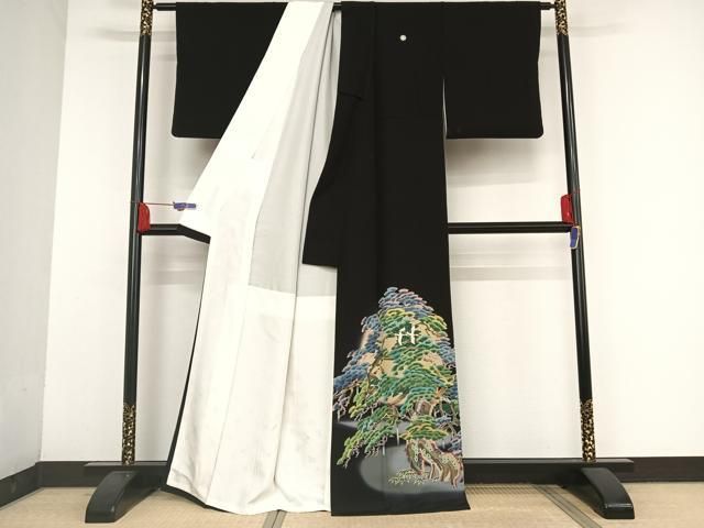 平和屋着物▽京加賀友禅 松本健一 黒留袖 松文 暈し染め 正絹