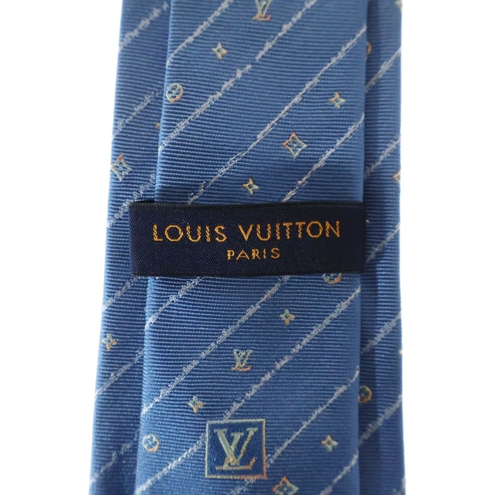 値下げ！[新品未使用] LOUIS VUITTON ブルー　ネクタイ LOUIS VUITTON (ルイヴィトン) モノグラム シルク ネクタイ ブルー