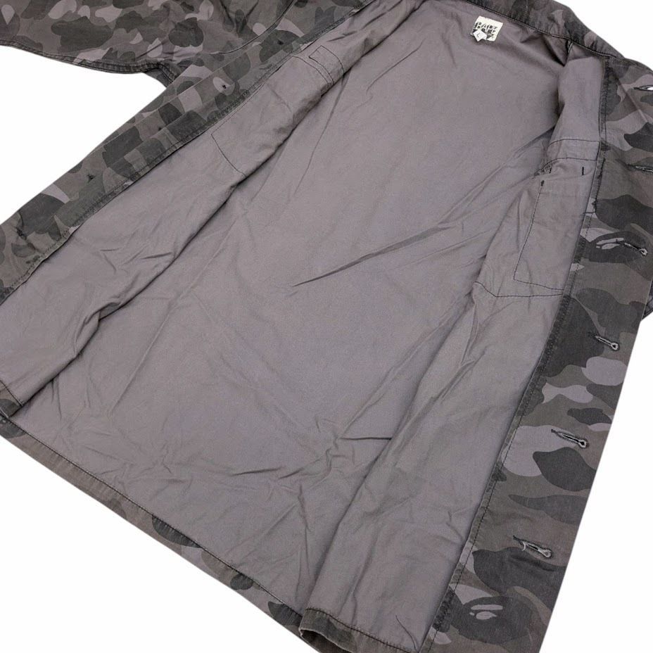 美品　APE シャーク迷彩シャツジャケット　グレー　M B6MfccTsdocYFtDn2c5josmXynj4tM
