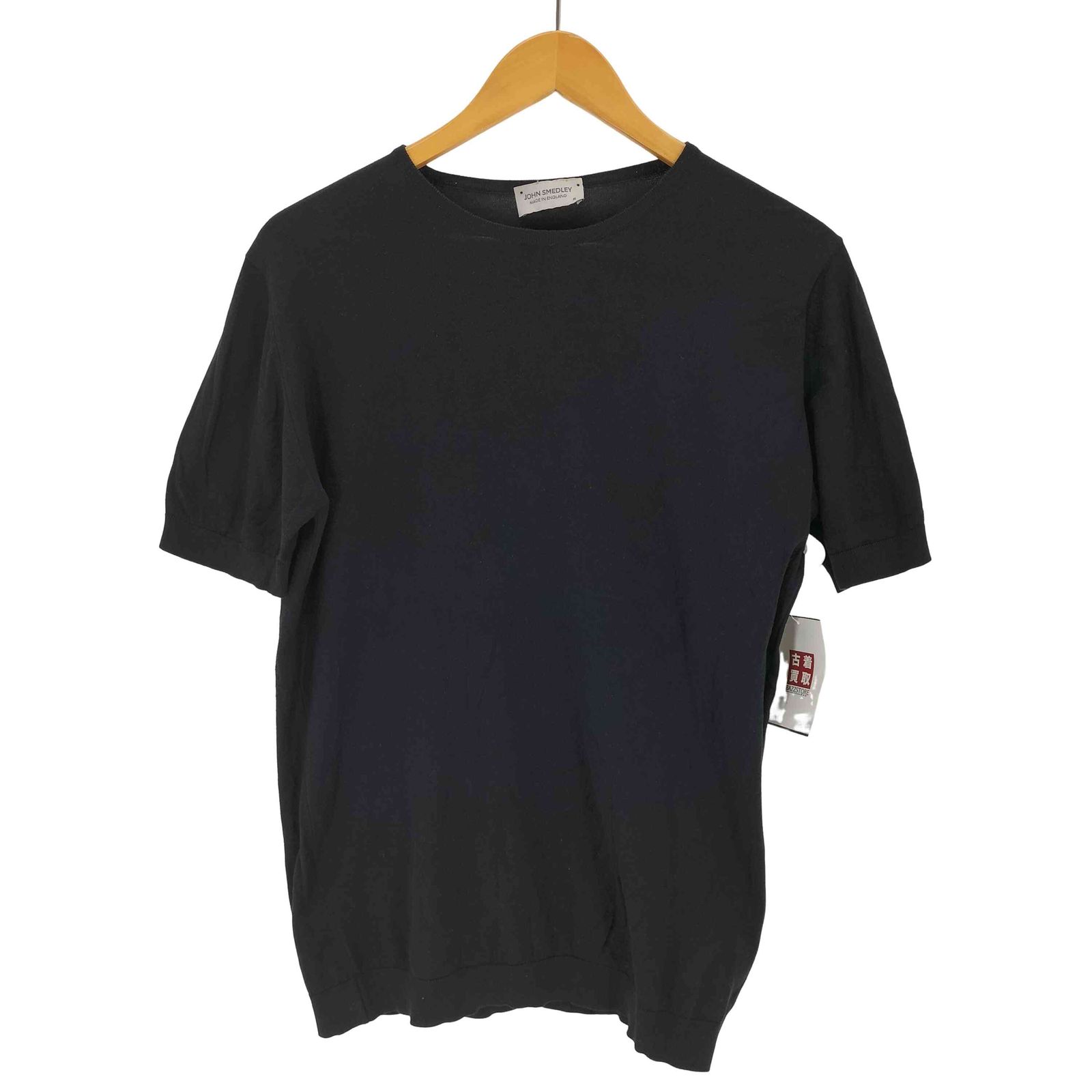 希少　ジョンスメドレー　半袖　カットソー　カシミヤ　コットン　M ブラック ジョンスメドレー JOHN SMEDLEY イギリス製 コットン半袖ニット