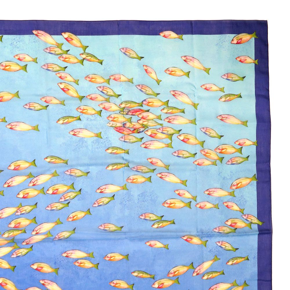 名東】パテックフィリップ 大判スカーフ 魚柄 ブルー ノベルティ品