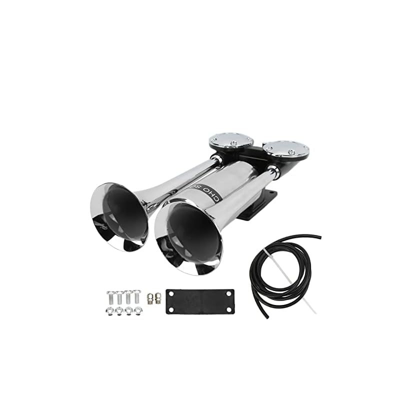 彡Entatial 車のエアホーン ダブルチューブポータブルトラック用船用列車用無酸化電気ホーン 1 FFCRYSTALESIA_COM