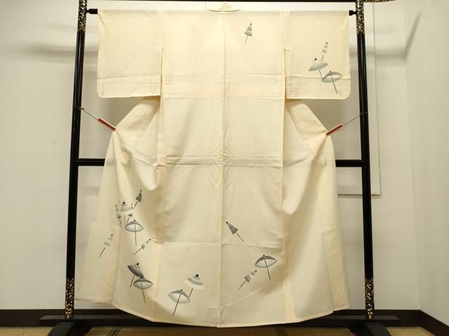 平和屋着物＊夏物 訪問着 絽 番傘 銀彩 正絹 逸品 CAAW4878dy