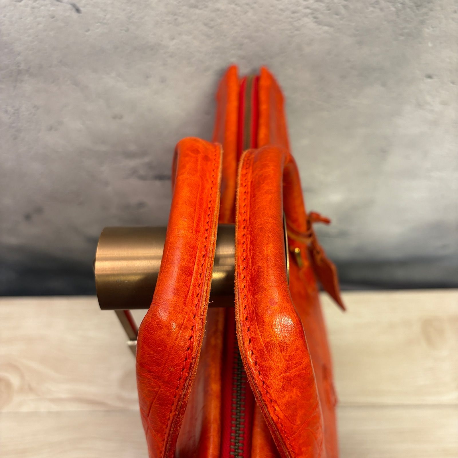 ✨Felisi フェリージ 1824 ブリーフケース✨ レッド クロコ型押し