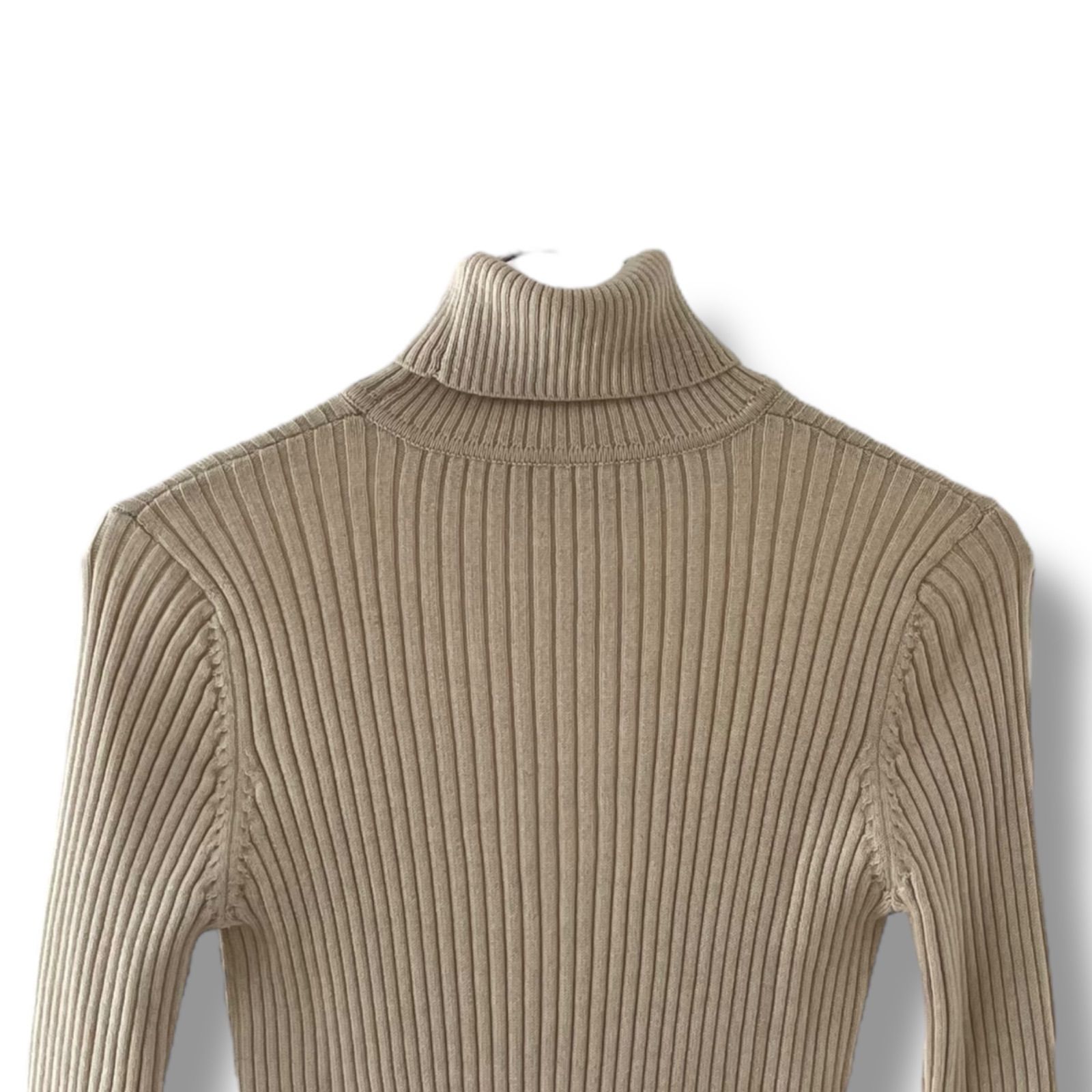 courreges クレージュ タートルネック ニット セーター ベージュ リブ
