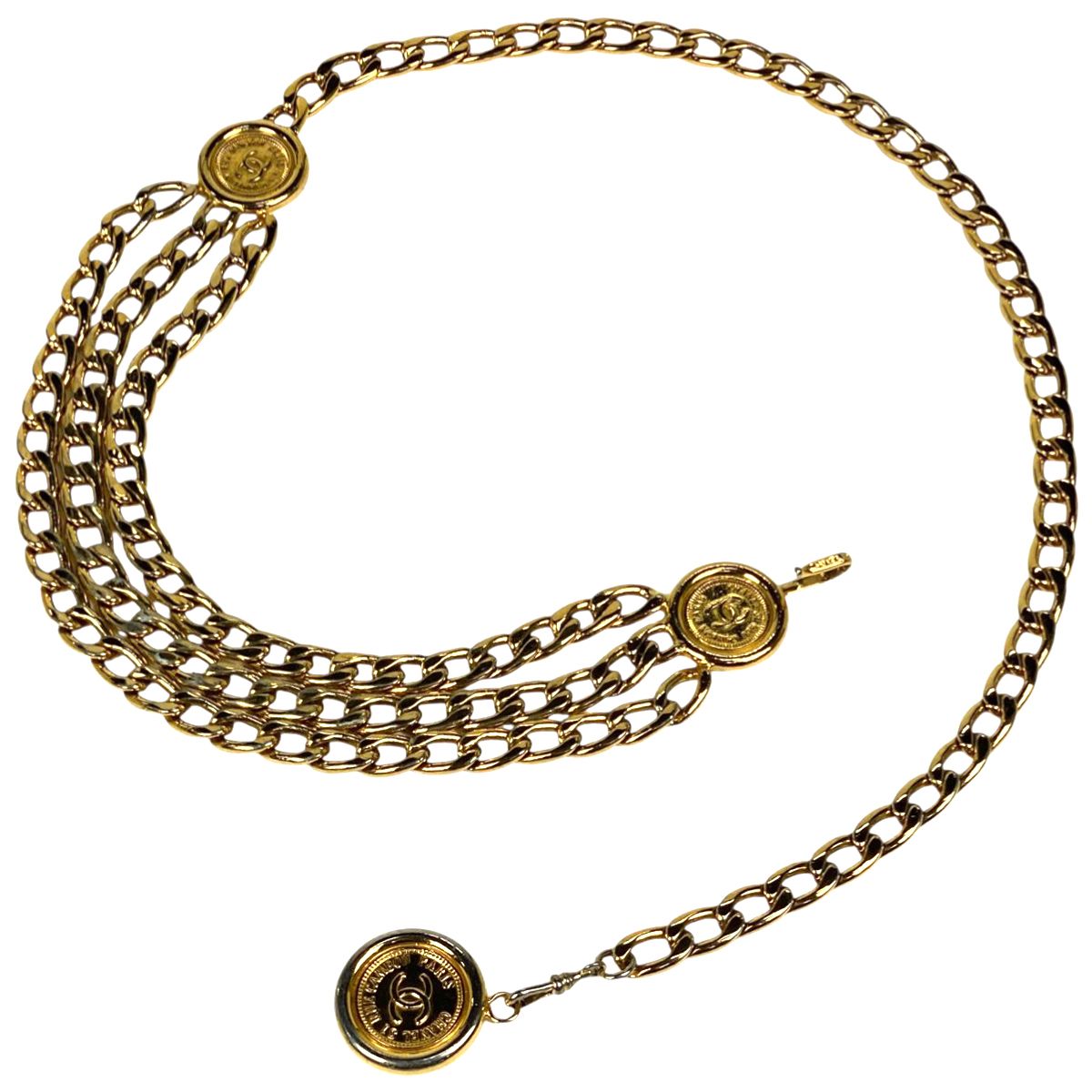 シャネル CHANEL ココマーク チェーン ベルト CCマーク 3連