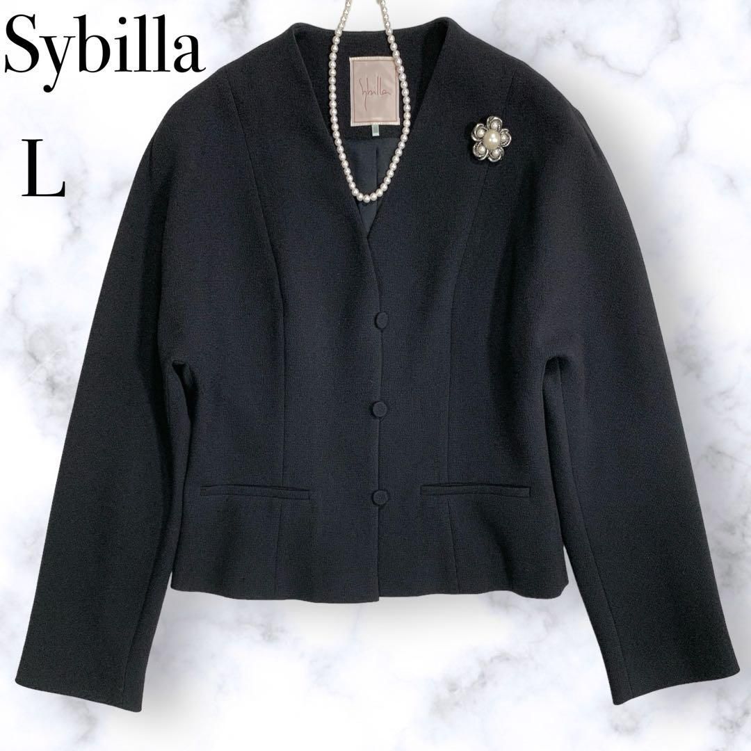 美品 Sybilla（シビラ）L ミセス 上質 カラーレスジャケット ゆったり  