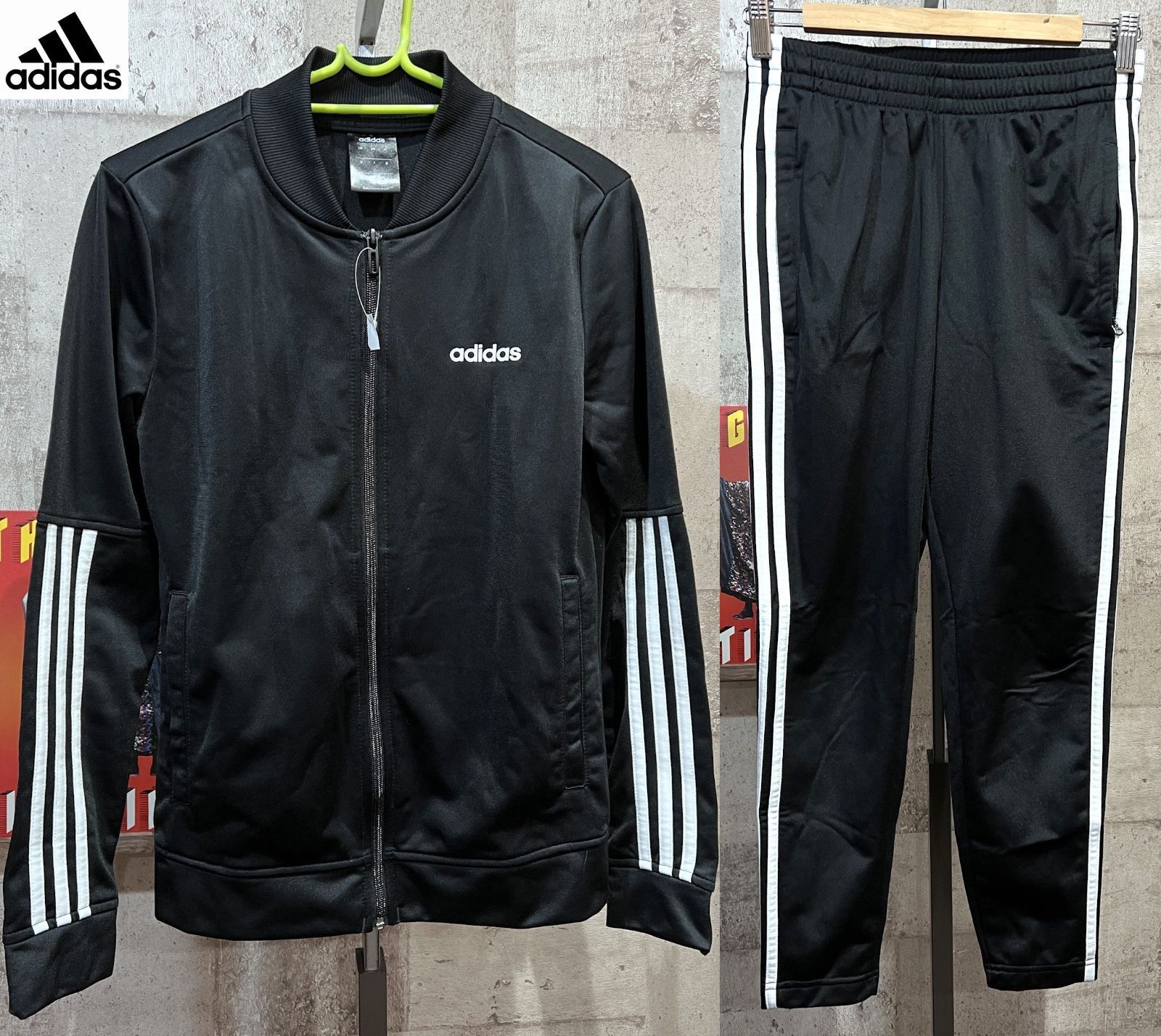 美品 レディース アディダス ジャージ 上下セットアップ 黒白 M adidas 