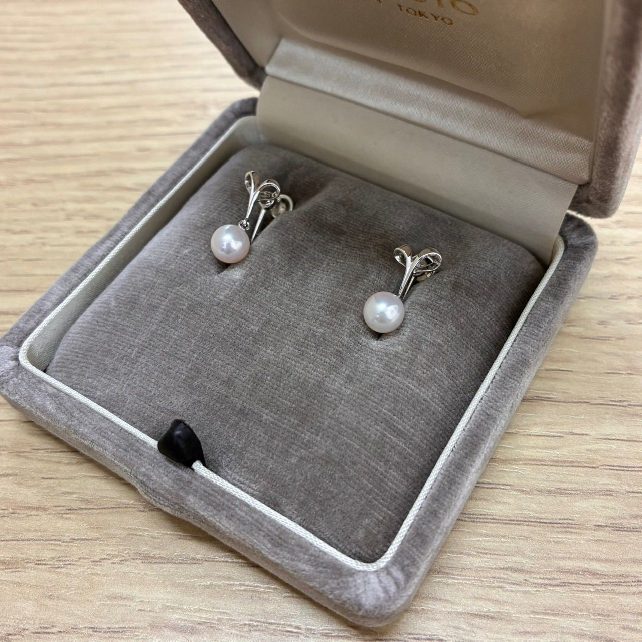 Y0802]MIKIMOTO ミキモト 真珠 パール イヤリング シルバー 箱付