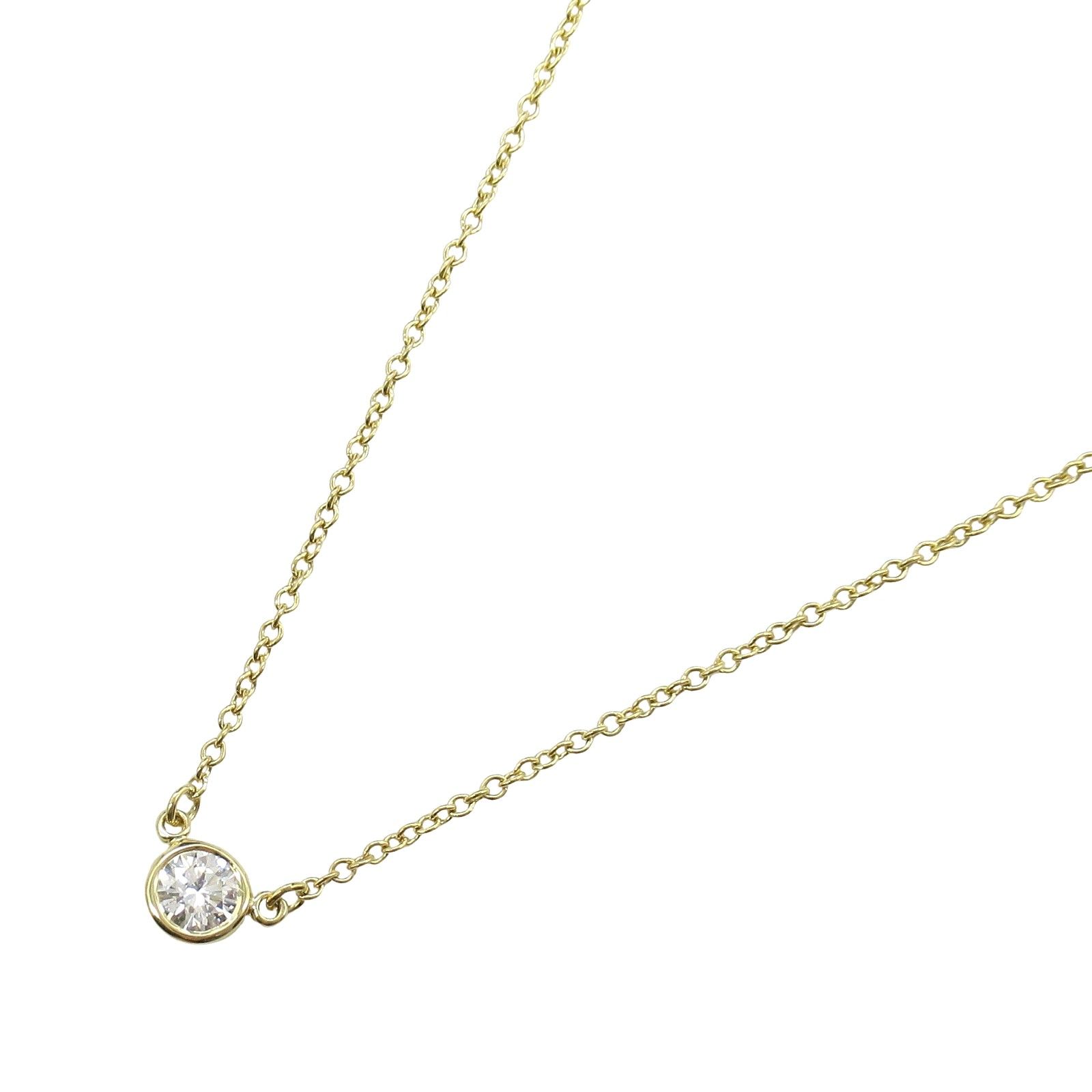ティファニー TIFFANY＆CO ネックレス バイザヤード ネックレス 首回り41cm K18 イエローゴールド ダイヤモンド バイザヤード ネックレス レディース Used A