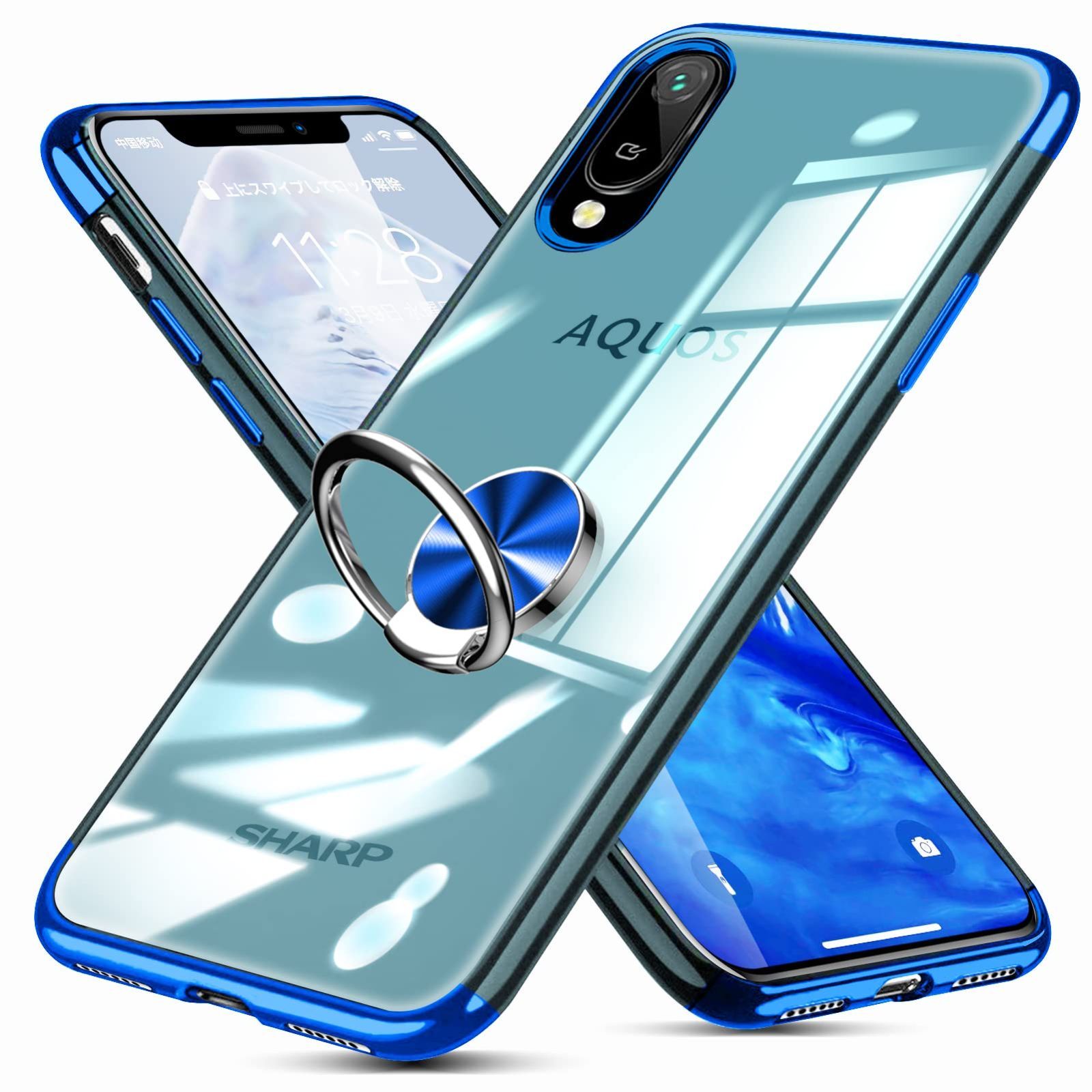【数量限定】TPU ケース 透明 ケース メッキ加工 ケース 耐衝撃 SH-RM12 車載ホルダー対応 SHV45 スタンド機能 SH-02M 防塵 クリア 薄型 軽量 リング付き 落下防止 lite 一体型 3 変形防止 3 アクオス