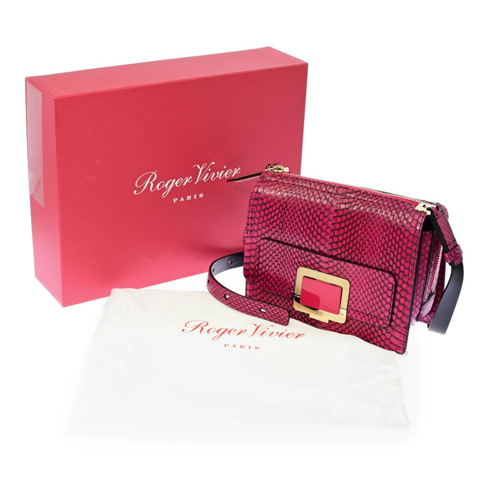 Roger Vivier ロジェヴィヴィエ パイソン ショルダーバッグ/ピンク 