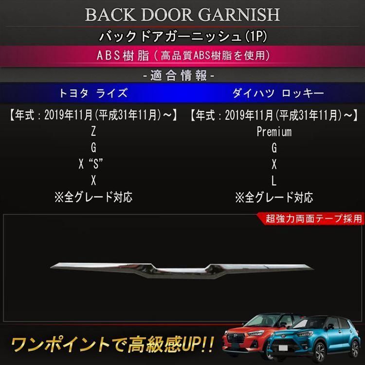 トヨタ ライズ ダイハツ ロッキー バックドアガーニッシュ 1P リアゲートガーニッシュ カスタム パーツ エアロパーツ RAIZE Rocky