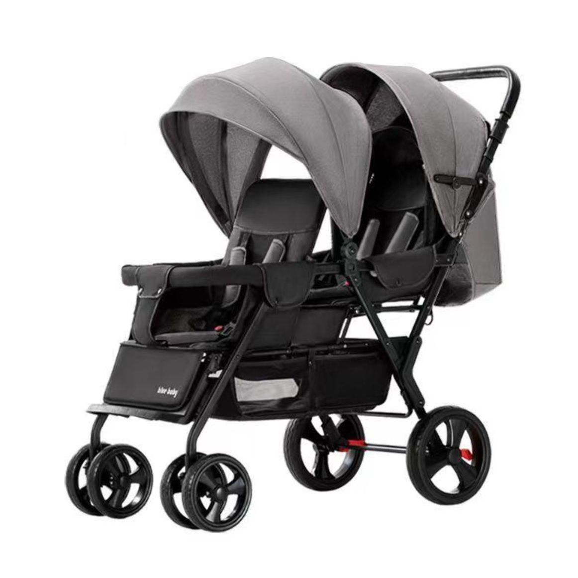 2人乗りベビーカー ブラック ドット柄　2人乗り　バギー　黒　双子　年子 2人乗りベビーカー ブラック ドット柄 2人乗り バギー 黒 双子