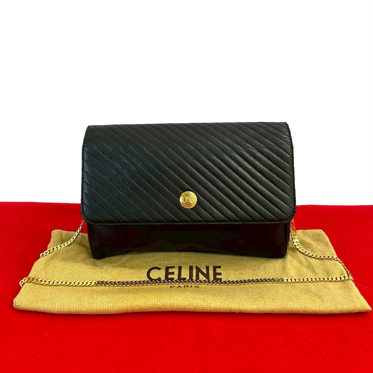 極 美品 袋付き CELINE セリーヌ ヴィンテージ トリオンフ ロゴ