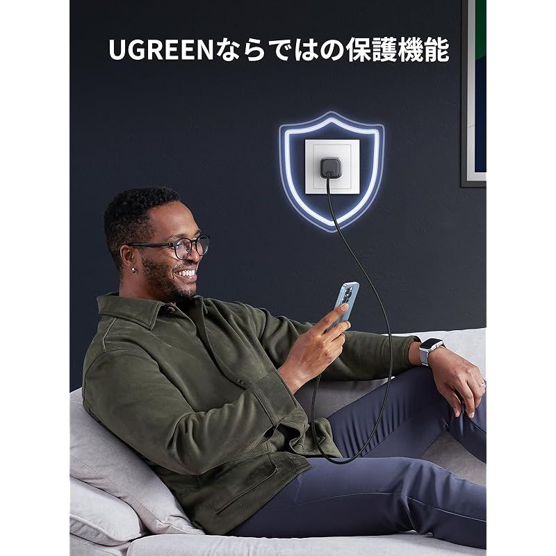 UGREEN Nexode Mini 20W PD 充電器 USB-C 急速充電器 【GaNFast(窒化ガリウム) 採用 超小型 折畳式プラグ PD3.0/PPS/QC4+規格対応/PSE技術基準適合】 タイプc 充電器 iPhone15-8シリーズ/G 1