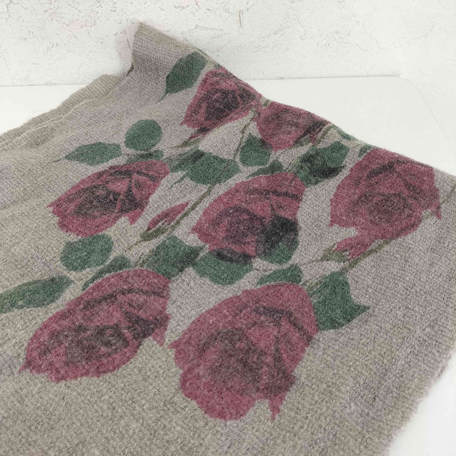 アンダーカバー UNDERCOVER 薔薇プリント ウール カシミヤ ストール