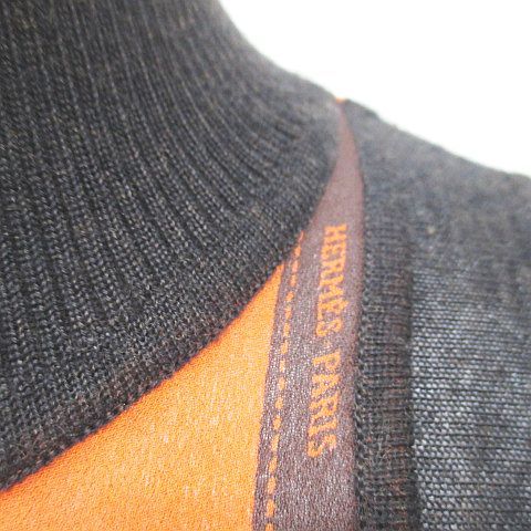 エルメス HERMES ゴルチエ期 ボルデュック柄 ドライバーズ 長袖 カーディガン ニット 絹 シルク カシミヤ ME オレンジ系 イタリア製 ジップ エルメス HERMES ゴルチエ期 ボルデュック柄 ドライバーズ 長袖
