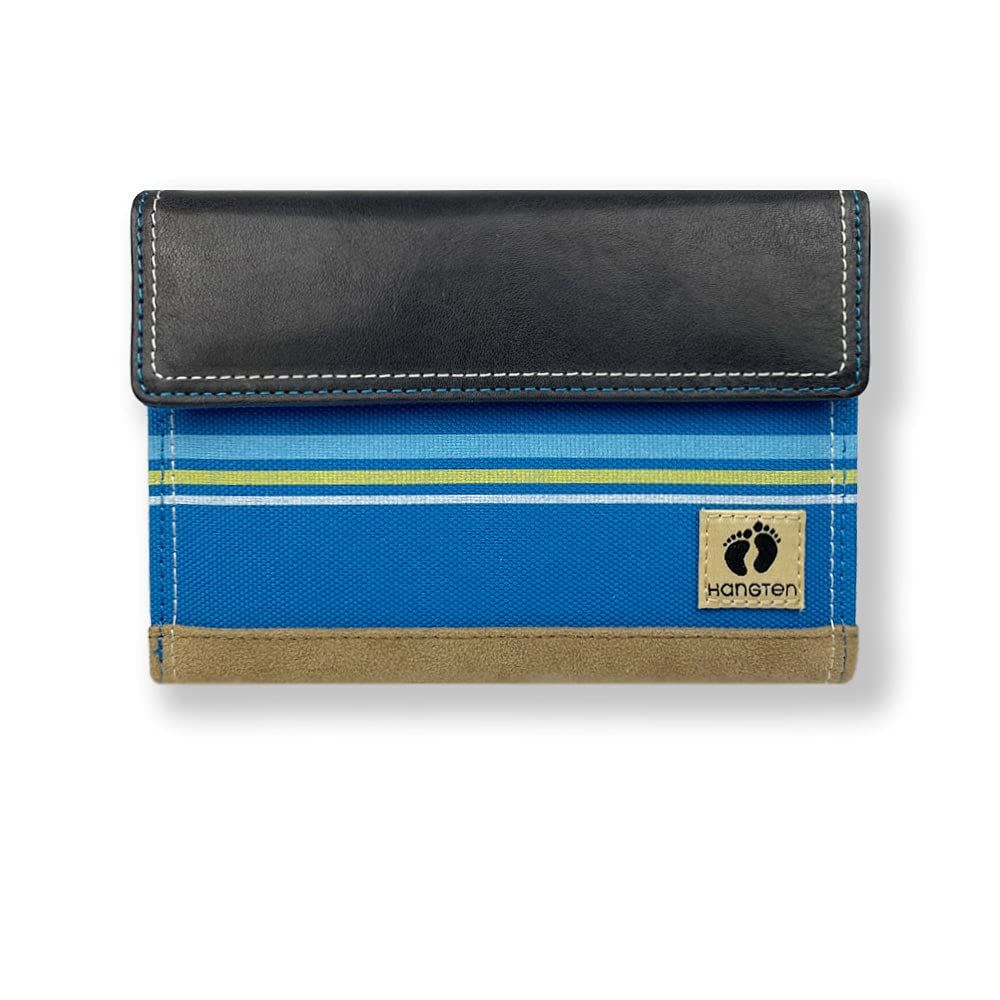 全3色　HANG TEN ハンテン リアルレザー×キャンバス 二つ折り財布 ショートウォレット(6ht034) (NAVY) [NAVY]
