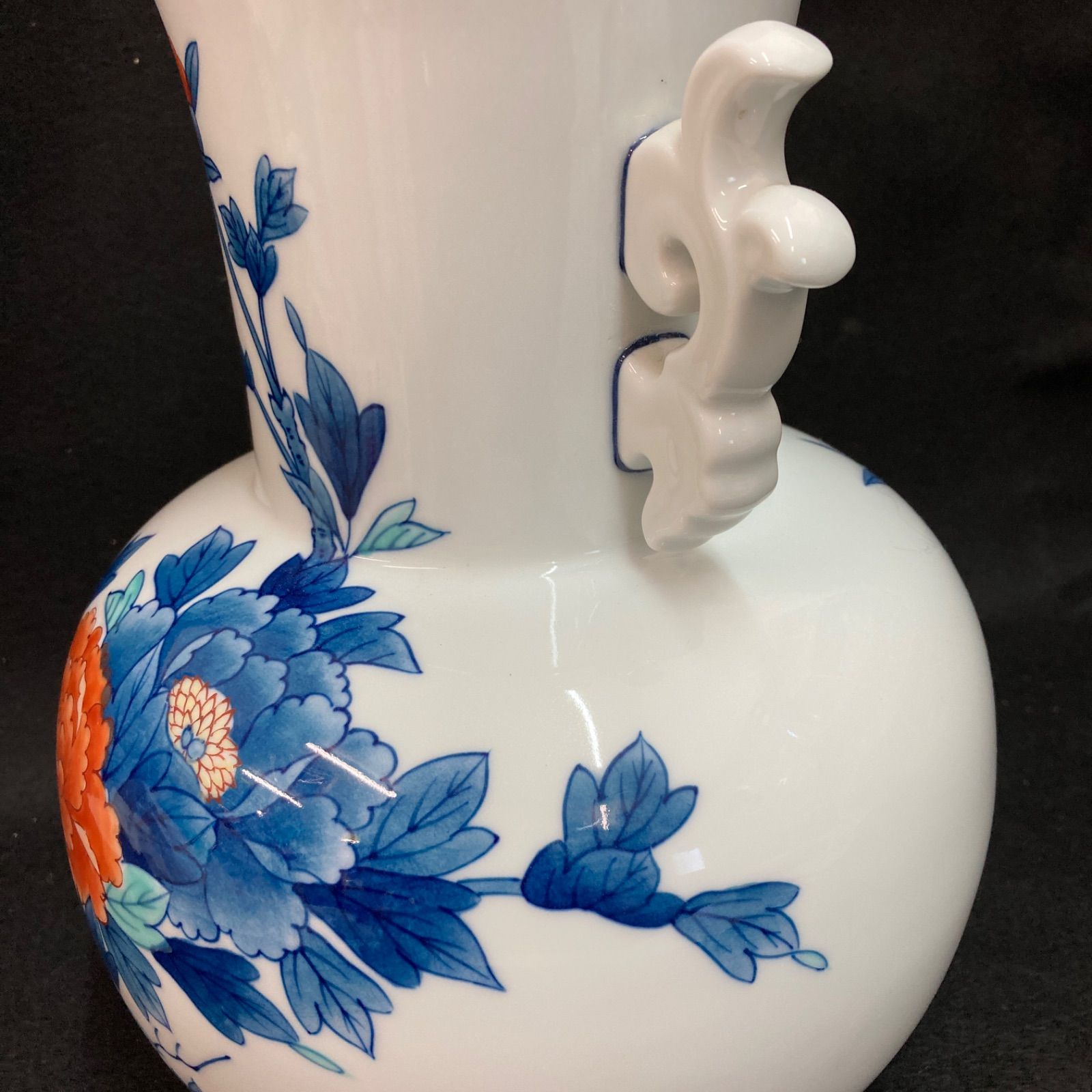 未使用 錦鍋島焼 魯山 花瓶 高さ約28cm 花器 花瓶 花入 時代物
