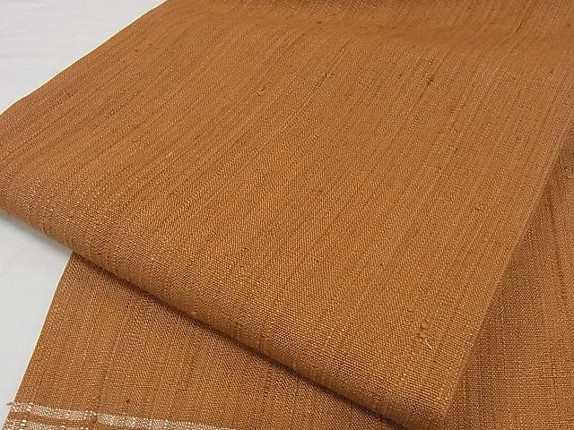 平和屋本店□極上 浦野理一 経節紬 九寸名古屋帯 唐茶色 正絹 逸品 未  